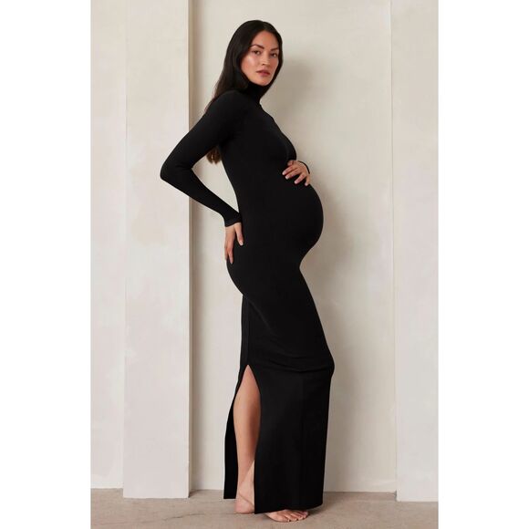 BUMPSUIT Maternity Sculpting Ribbed Maxi Dress Black‎ NWT Small - Picture 1 of 7